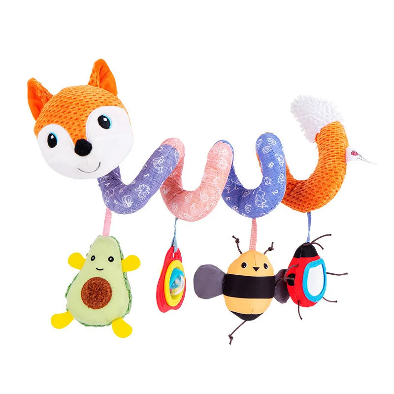 Newborns Spiral Hanging Activity Stroller Toy Baby Carseat Toy Black & White Lion Koala Rattle  for Crib Mobile Sensory Toy Gift
