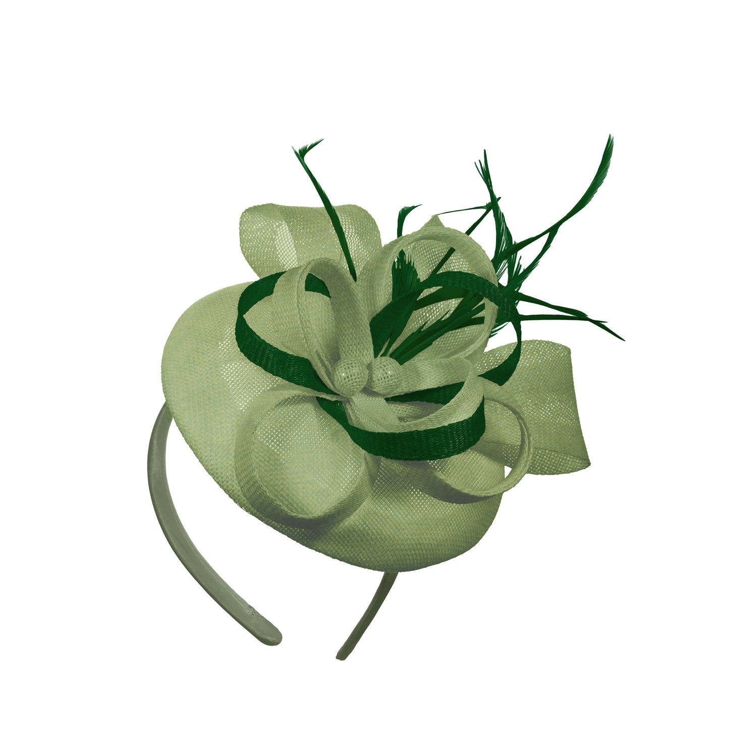 Sage Green Mix Round Pillbox Bow Sinamay Headband Fascinator Weddings Ascot Hatinator Races