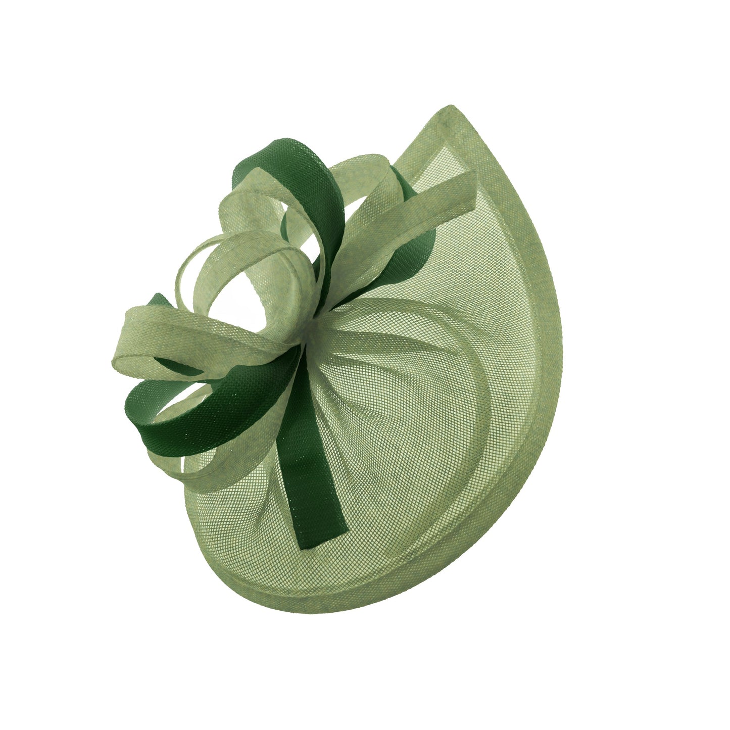 Caprilite Vegan MoonMix Hoop Fascinator Hat on Headband Wedding Ascot Races Bespoke Sinamay Disc - Sage Green