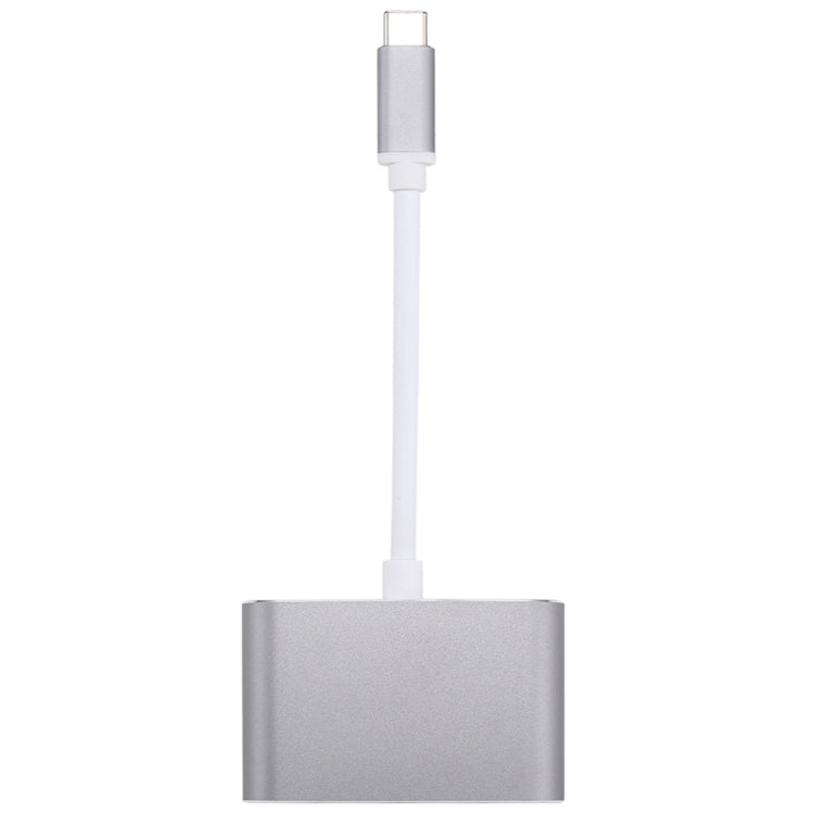 2 in 1 VGA & HDMI Female to USB-C / Type-C Male Hub Splitter Adapter(Grey)
