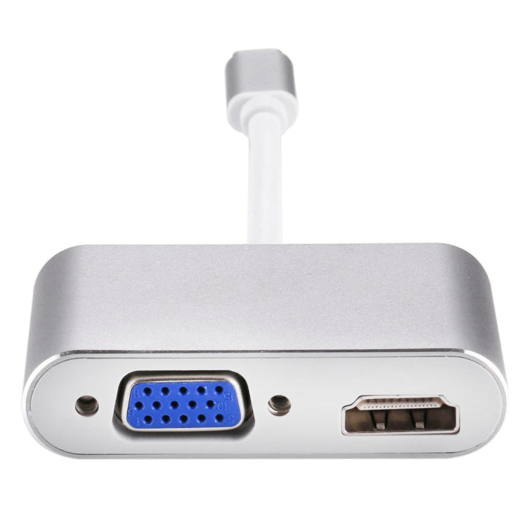 2 in 1 VGA & HDMI Female to USB-C / Type-C Male Hub Splitter Adapter(Grey)