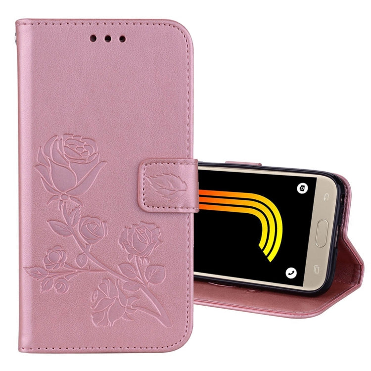 For Galaxy J3 (2017) / J330 (EU Version) Roses Pressed Flower Pattern Horizontal Flip Leather Case with Holder & Card Slots & Wallet, For Samsung Galaxy J3 (2017) / J330 (EU Version), For Galaxy J3 (2017) / J330 (EU Version)