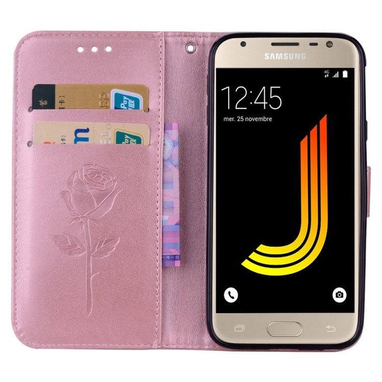 For Galaxy J3 (2017) / J330 (EU Version) Roses Pressed Flower Pattern Horizontal Flip Leather Case with Holder & Card Slots & Wallet, For Samsung Galaxy J3 (2017) / J330 (EU Version), For Galaxy J3 (2017) / J330 (EU Version)