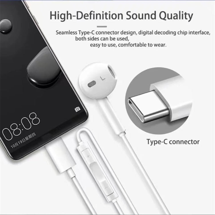 USB-C / Type-C Interface Stereo Music Earphone(White)