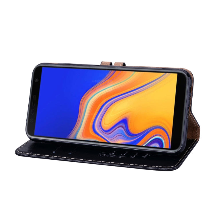 Business Style Oil Wax Texture Horizontal Flip Leather Case for Galaxy J4+, with Holder & Card Slots & Wallet, For Galaxy J4+