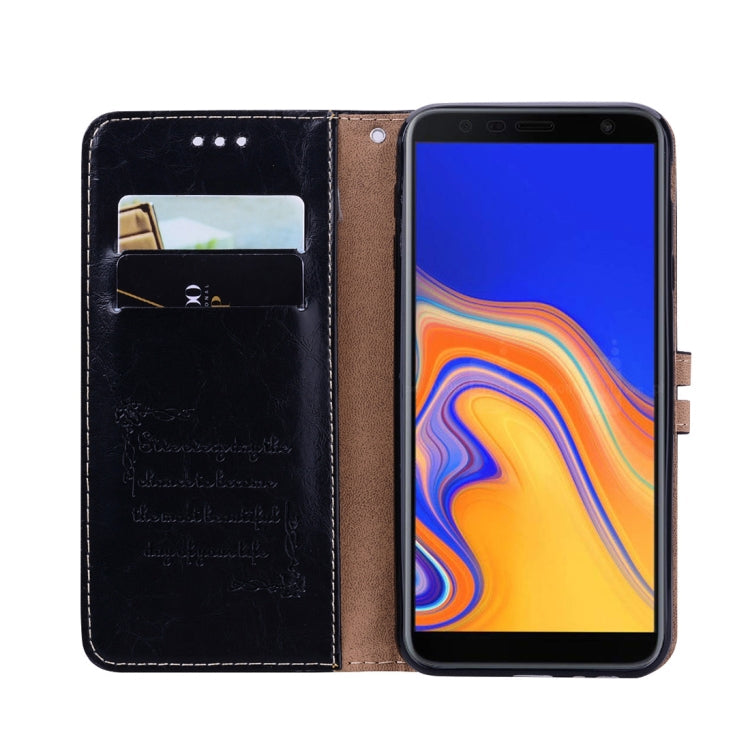Business Style Oil Wax Texture Horizontal Flip Leather Case for Galaxy J4+, with Holder & Card Slots & Wallet, For Galaxy J4+