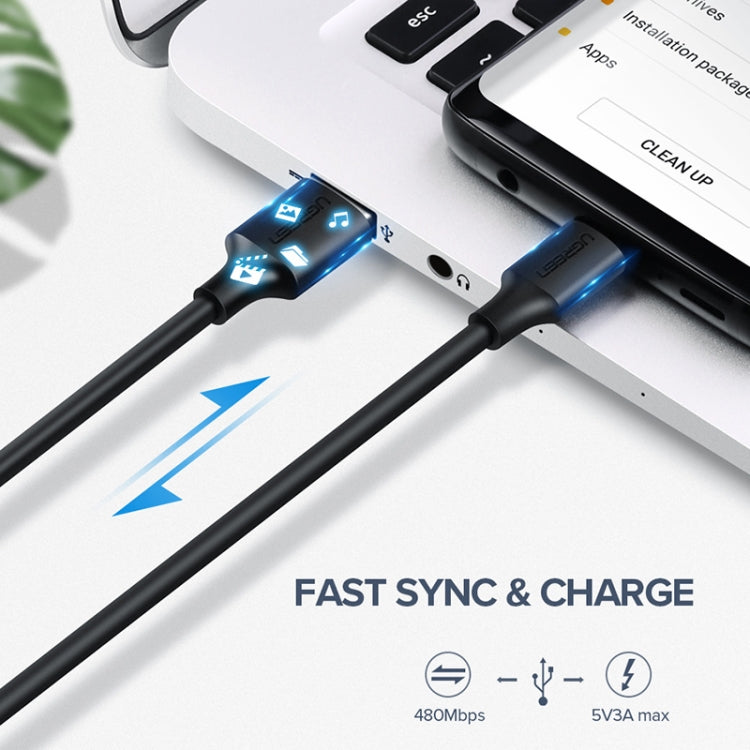 UGREEN 3A Max Output USB to USB-C / Type-C PVC Fast Charging Sync Data Cable, Length: 1.5m (White)