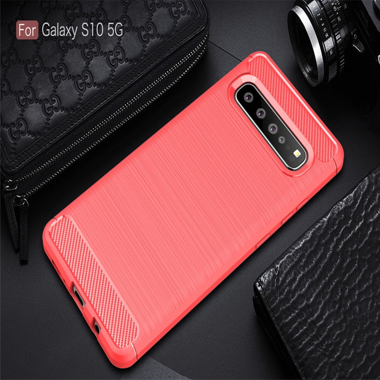 Brushed Texture Carbon Fiber TPU Case for Galaxy S10 5G, For Galaxy S10 5G, For Samsung Galaxy S10 5G