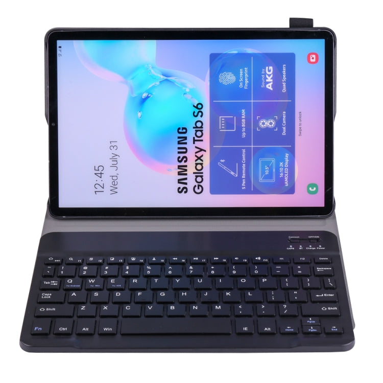 A860 For Samsung Galaxy Tab S6 10.5 inch T860 / T865 Detachable Bluetooth Keyboard Tablet Case with Pen Holder Elastic Strap(Black)