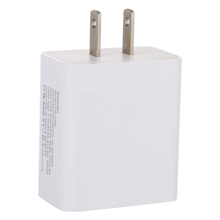 24W PD + QC3.0 Fast Charger Power Adapter Plug Adapter US Plug, 24W US Plug