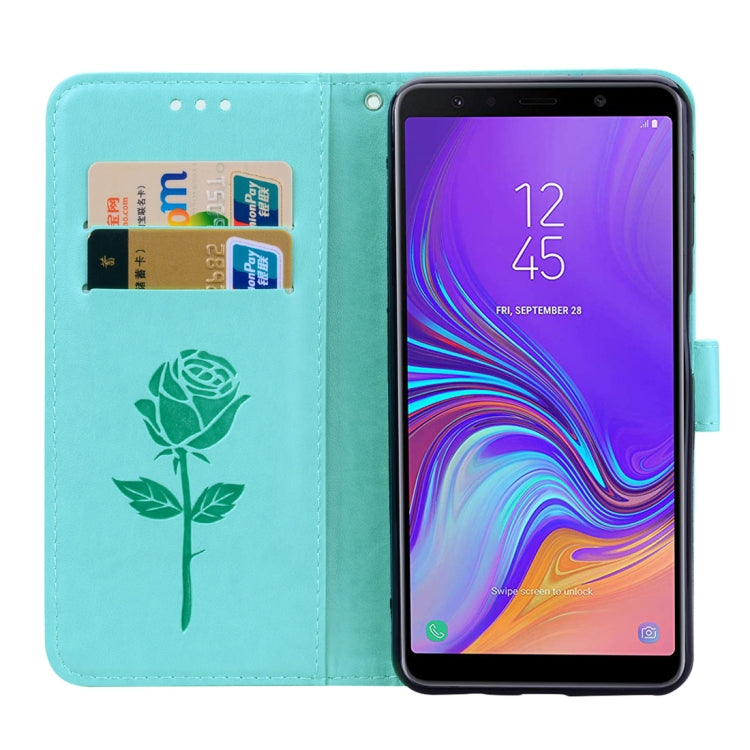 Rose Embossed Horizontal Flip PU Leather Case for Samsung Galaxy A7 (2018) , with Holder & Card Slots & Wallet, For Samsung Galaxy A7 (2018)