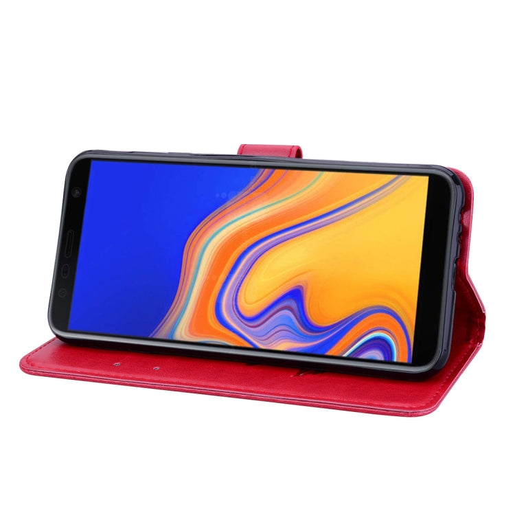 Rose Embossed Horizontal Flip PU Leather Case for Samsung Galaxy J4 Plus, with Holder & Card Slots & Wallet, For Samsung Galaxy J4 Plus