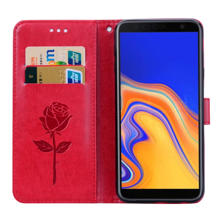 Rose Embossed Horizontal Flip PU Leather Case for Samsung Galaxy J4 Plus, with Holder & Card Slots & Wallet, For Samsung Galaxy J4 Plus