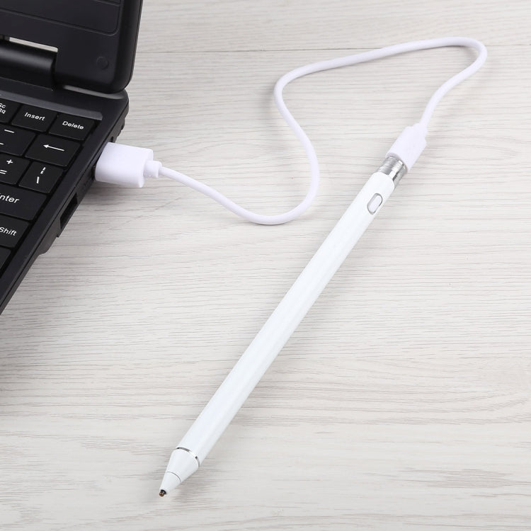Universal Rechargeable Stylus Pen with 2.3mm Metal Nib for iPhone, iPad, Samsung & Tablets (White)