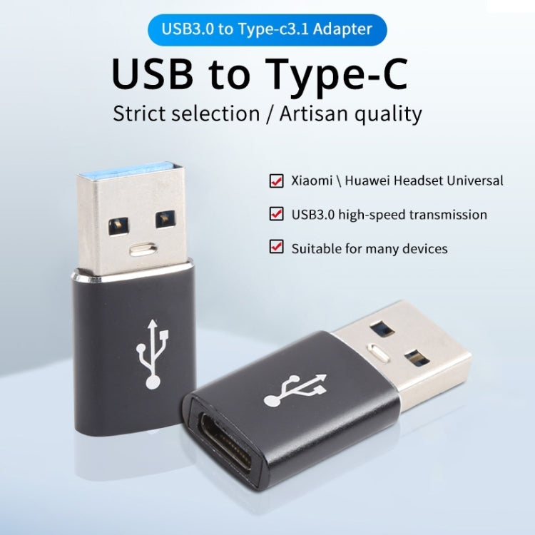 3 PCS USB-C / Type-C Female to USB 3.0 Male Aluminum Alloy Adapter, Support Charging & Transmission Data(Black)