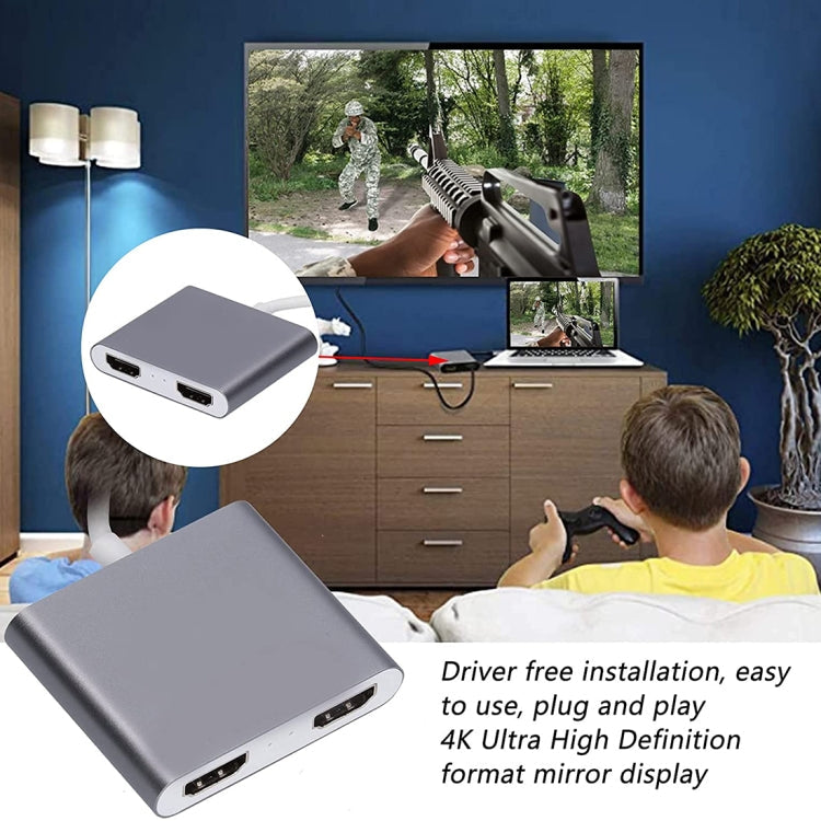 4K Ultra HD Dual HDMI Interface Output to USB-C / Type-C Adapter, 9175B