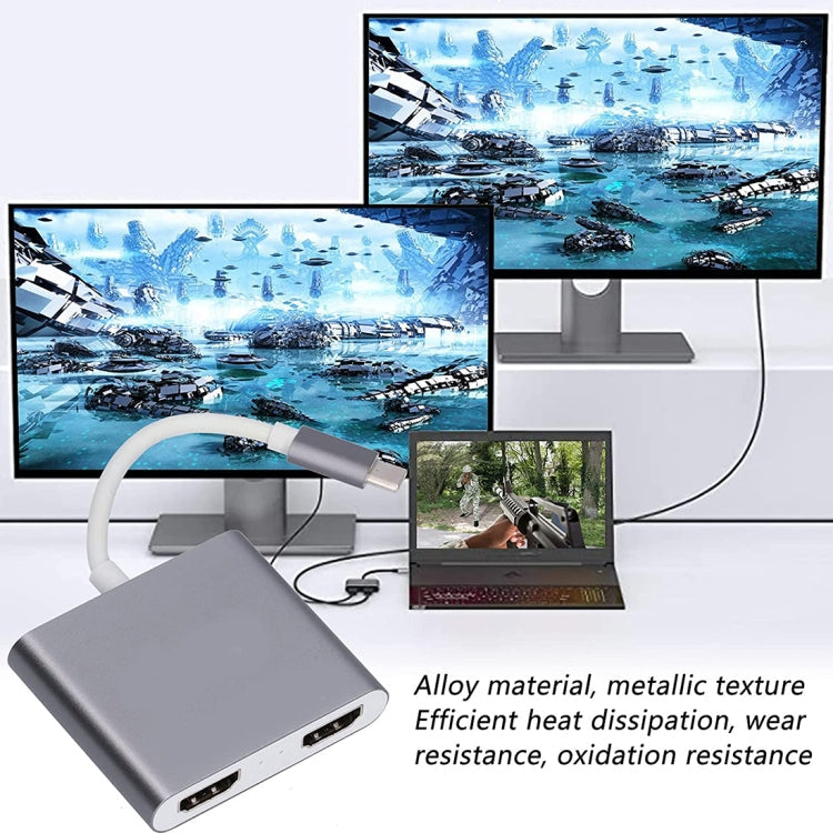 4K Ultra HD Dual HDMI Interface Output to USB-C / Type-C Adapter, 9175B
