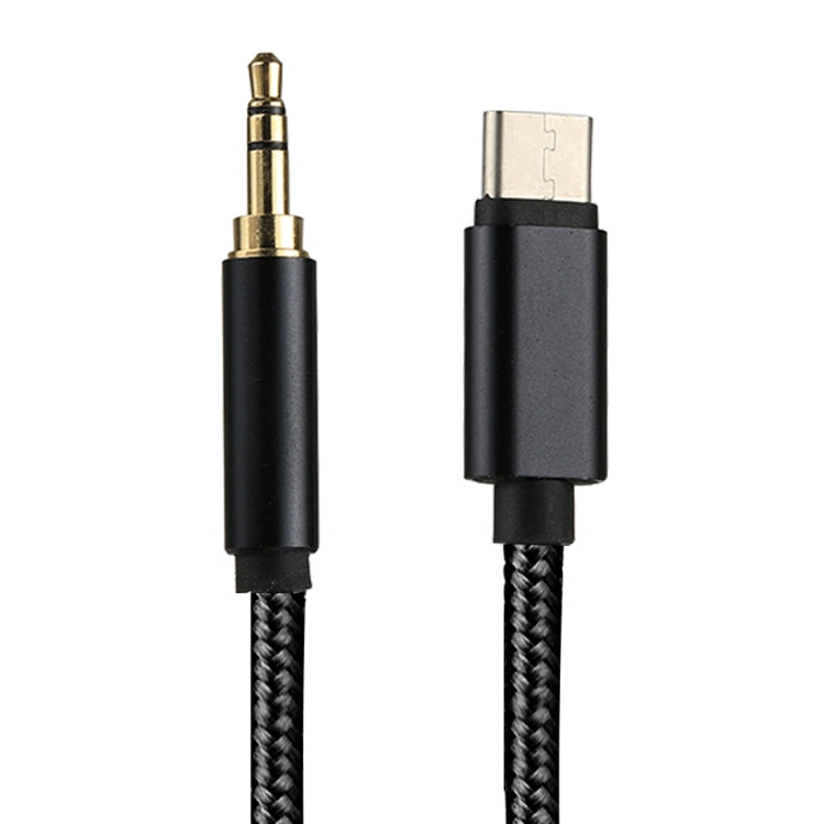 1m Weave Style Type-C Male to 3.5mm Male Audio Cable(Black)