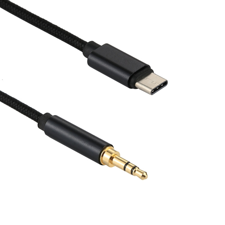 1m Weave Style Type-C Male to 3.5mm Male Audio Cable(Black)