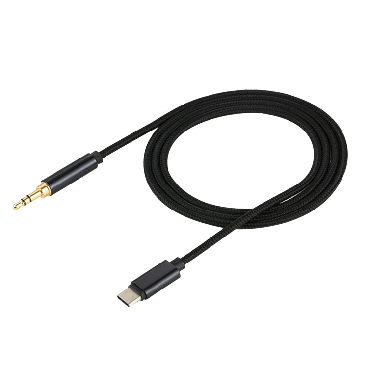 1m Weave Style Type-C Male to 3.5mm Male Audio Cable(Black)