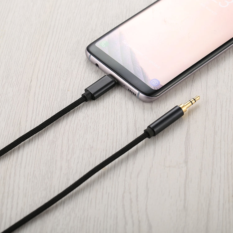1m Weave Style Type-C Male to 3.5mm Male Audio Cable(Black)