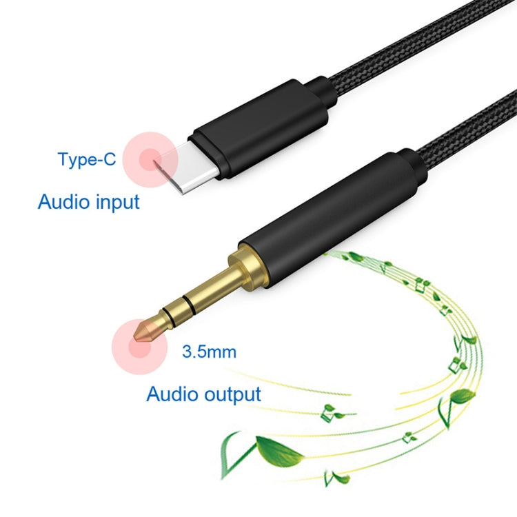 1m Weave Style Type-C Male to 3.5mm Male Audio Cable(Black)