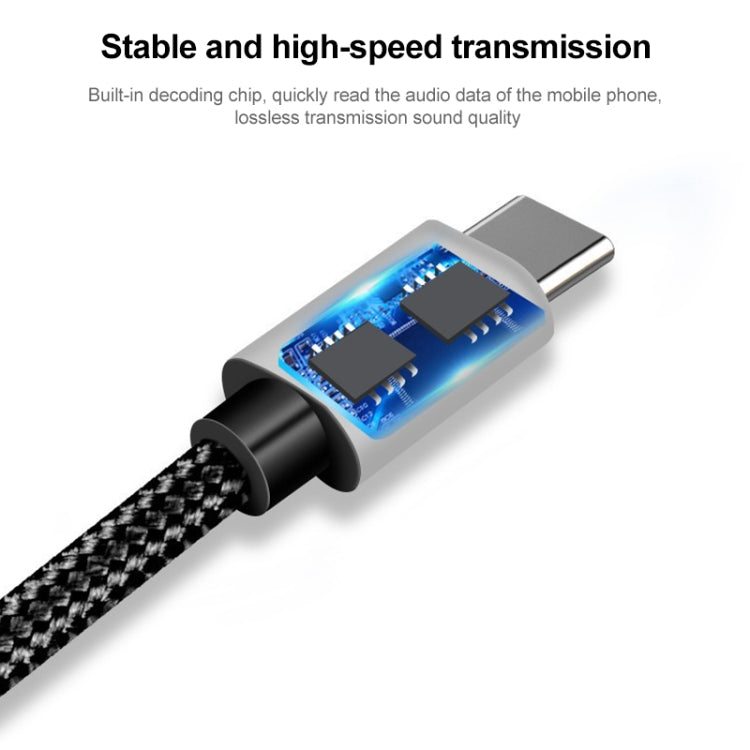 1m Weave Style Type-C Male to 3.5mm Male Audio Cable(Black)