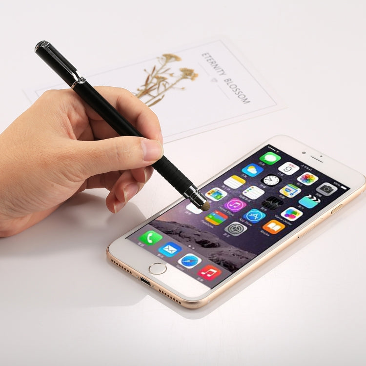 Universal 2-in-1 Multifunction Round Thin Tip Capacitive Stylus Pen for iPhone, iPad, Samsung, and Other Touch Screen Devices (Black)