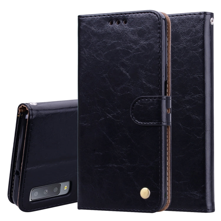 Business Style Oil Wax Texture Horizontal Flip Leather Case for Galaxy A7 (2018), with Holder & Card Slots & Wallet, For Galaxy A7
