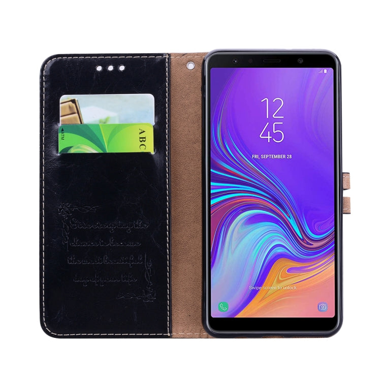 Business Style Oil Wax Texture Horizontal Flip Leather Case for Galaxy A7 (2018), with Holder & Card Slots & Wallet, For Galaxy A7