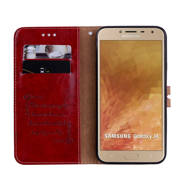 Business Style Oil Wax Texture Horizontal Flip Leather Case for Galaxy J4 (EU Version) (2018), with Holder & Card Slots & Wallet, For Galaxy J4 (EU Version) (2018)