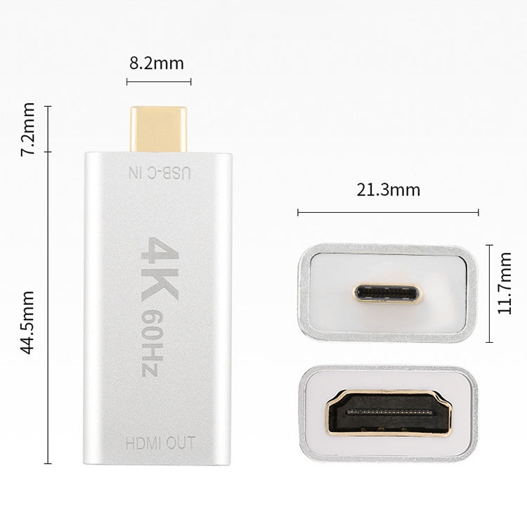 USB-C / Type-C Male to HDMI Female Aluminum-magnesium Alloy Adapter (Gold)