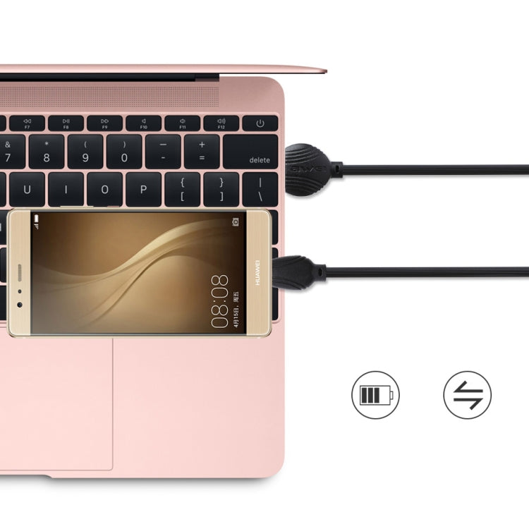 awei CL-62 2 in 1 2.5A USB-C / Type-C Charging + Transmission Aluminum Alloy Double-sided Insertion Data Cable, Length: 1m (Black)