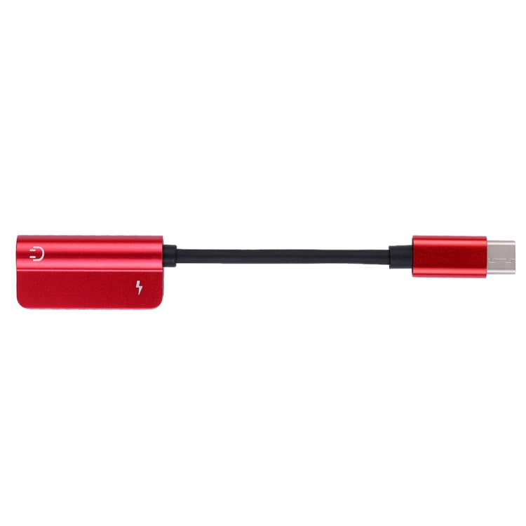 2 in 1 Cable Fast Charge Type-C Male to Type-C Female + 3.5mm Female Jack Headphone Adapter Converter, Supports Audio and Charging, Length: 12cm(Red)