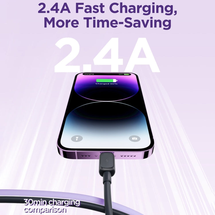 JOYROOM S-AL012A14 Multi-Color Series 2.4A USB to 8 Pin Fast Charging Data Cable, Length:1.2m(Black)
