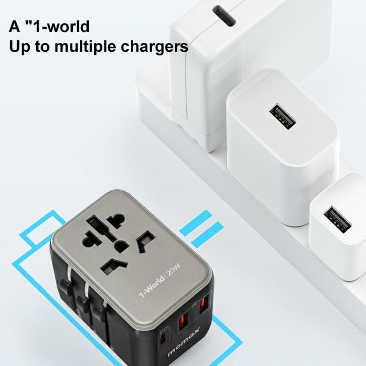 MOMAX UA11 1-World 20W PD Global Travel Fast Charger Power Adapter(Black)