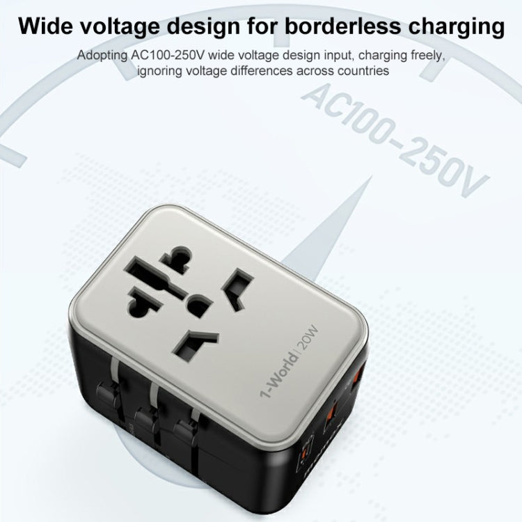 MOMAX UA11 1-World 20W PD Global Travel Fast Charger Power Adapter(Black)