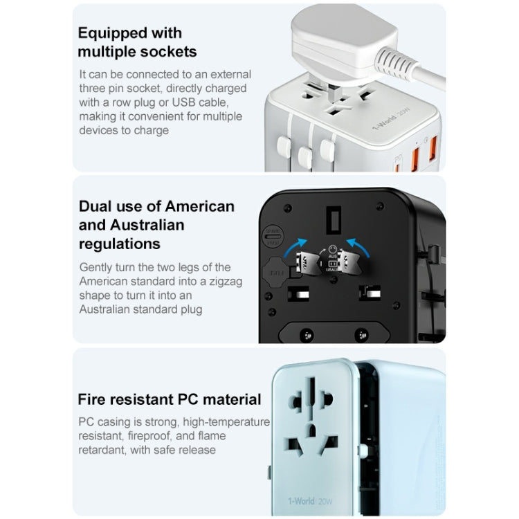 MOMAX UA11 1-World 20W PD Global Travel Fast Charger Power Adapter(Black)