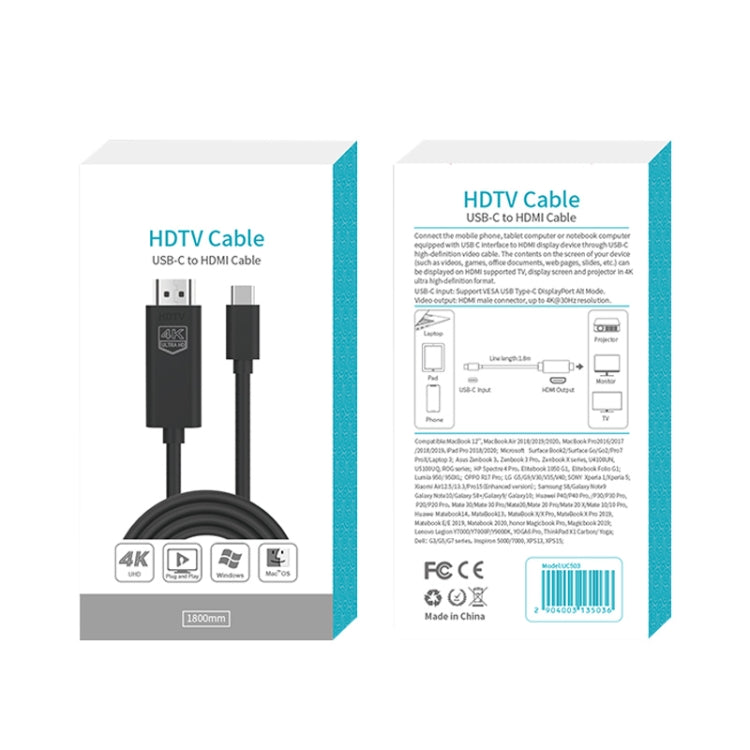 Onten UC503 USB-C / Type-C 4K 30Hz HDTV Cable, Length:1.8m