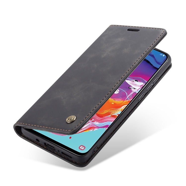 CaseMe-013 Multifunctional Retro Frosted Horizontal Flip Leather Case for Galaxy A70, with Card Slot & Holder & Zipper Wallet & Photo Frame
