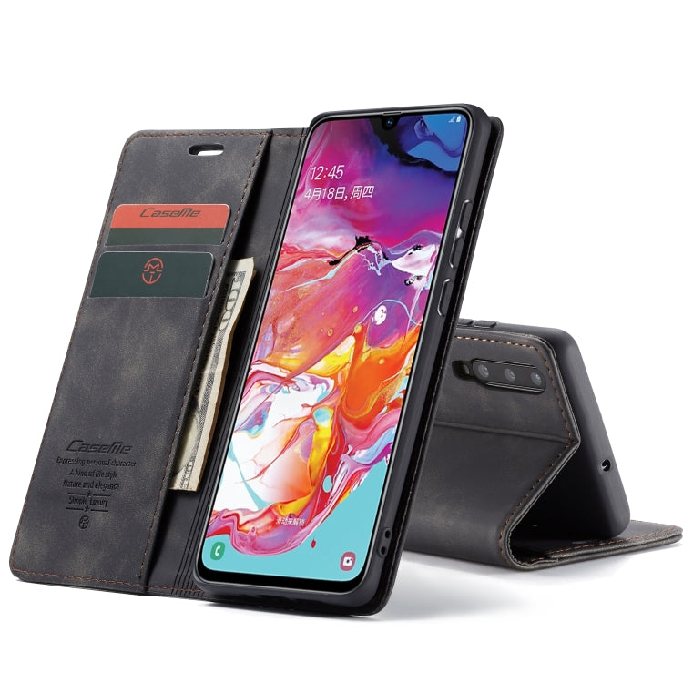 CaseMe-013 Multifunctional Retro Frosted Horizontal Flip Leather Case for Galaxy A70, with Card Slot & Holder & Zipper Wallet & Photo Frame