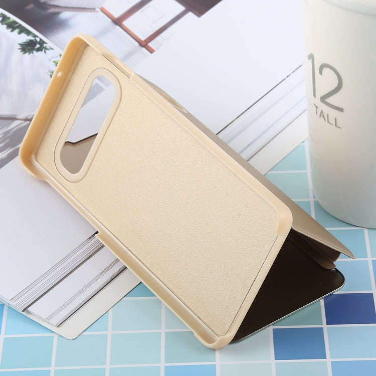 PU Electroplating Mirror Horizontal Flip Leather Case for Galaxy S10, with Holder