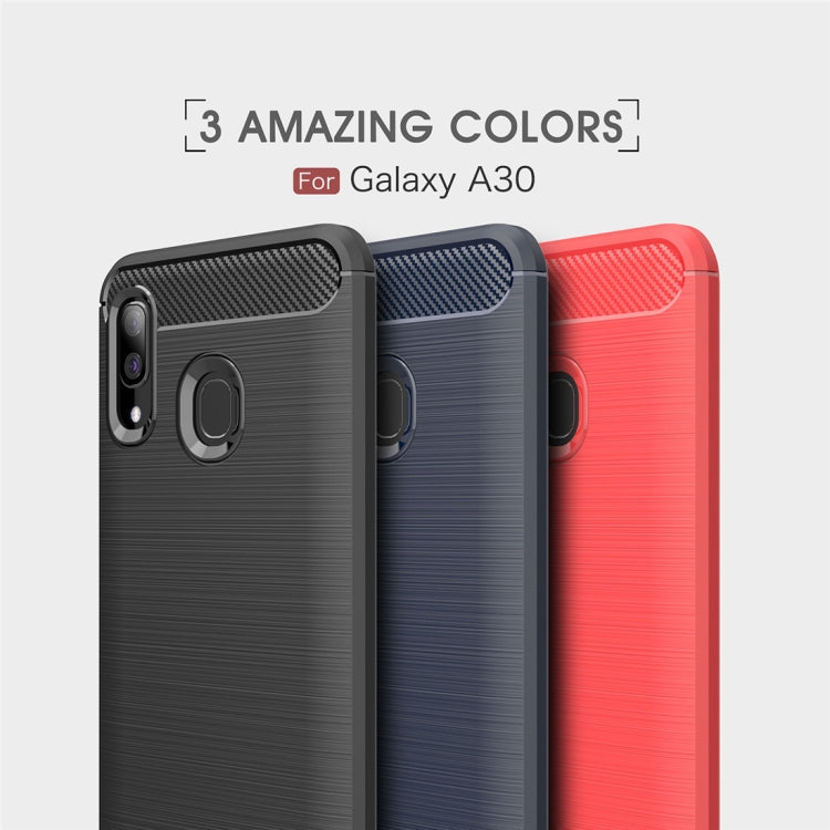 Brushed Texture Carbon Fiber Shockproof TPU Case for Galaxy A30, 三星 Galaxy A30
