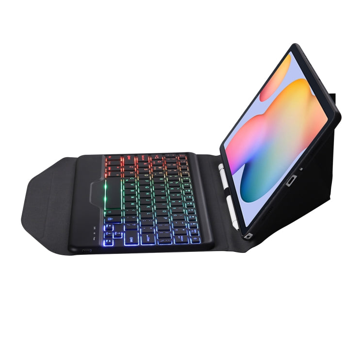 B610S Diamond Texture Triangle Back Holder Splittable Bluetooth Keyboard Leather Tablet Case with Backlight for Samsung Galaxy Tab S6 Lite, B610S