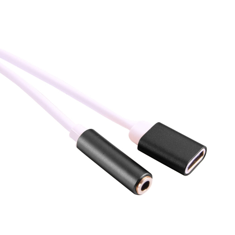 USB-C / Type-C Male to 3.5mm Female & Type-C Female Audio Adapter(Black)