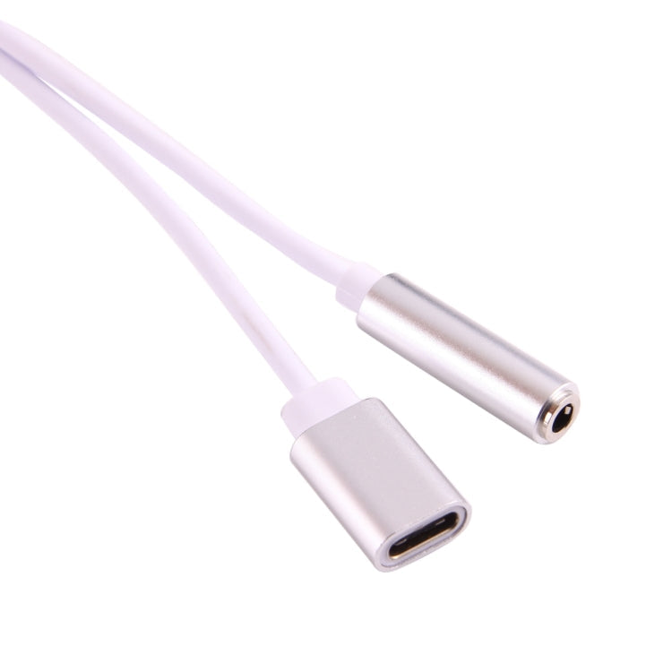 USB-C / Type-C Male to 3.5mm Female & Type-C Female Audio Adapter(Silver)