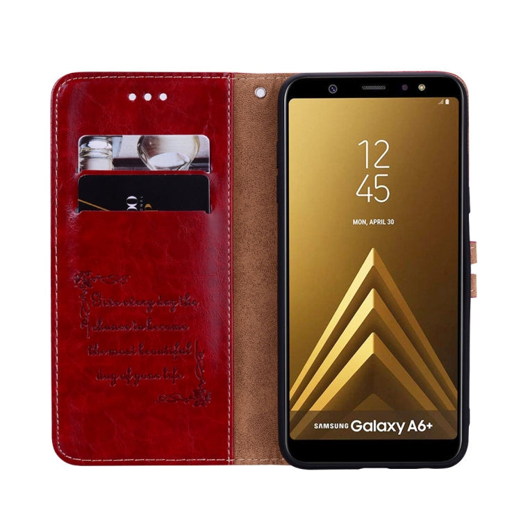 Business Style Oil Wax Texture Horizontal Flip Leather Case for Galaxy A6 Plus (2018), with Holder & Card Slots & Wallet, For Galaxy A6 Plus (2018)