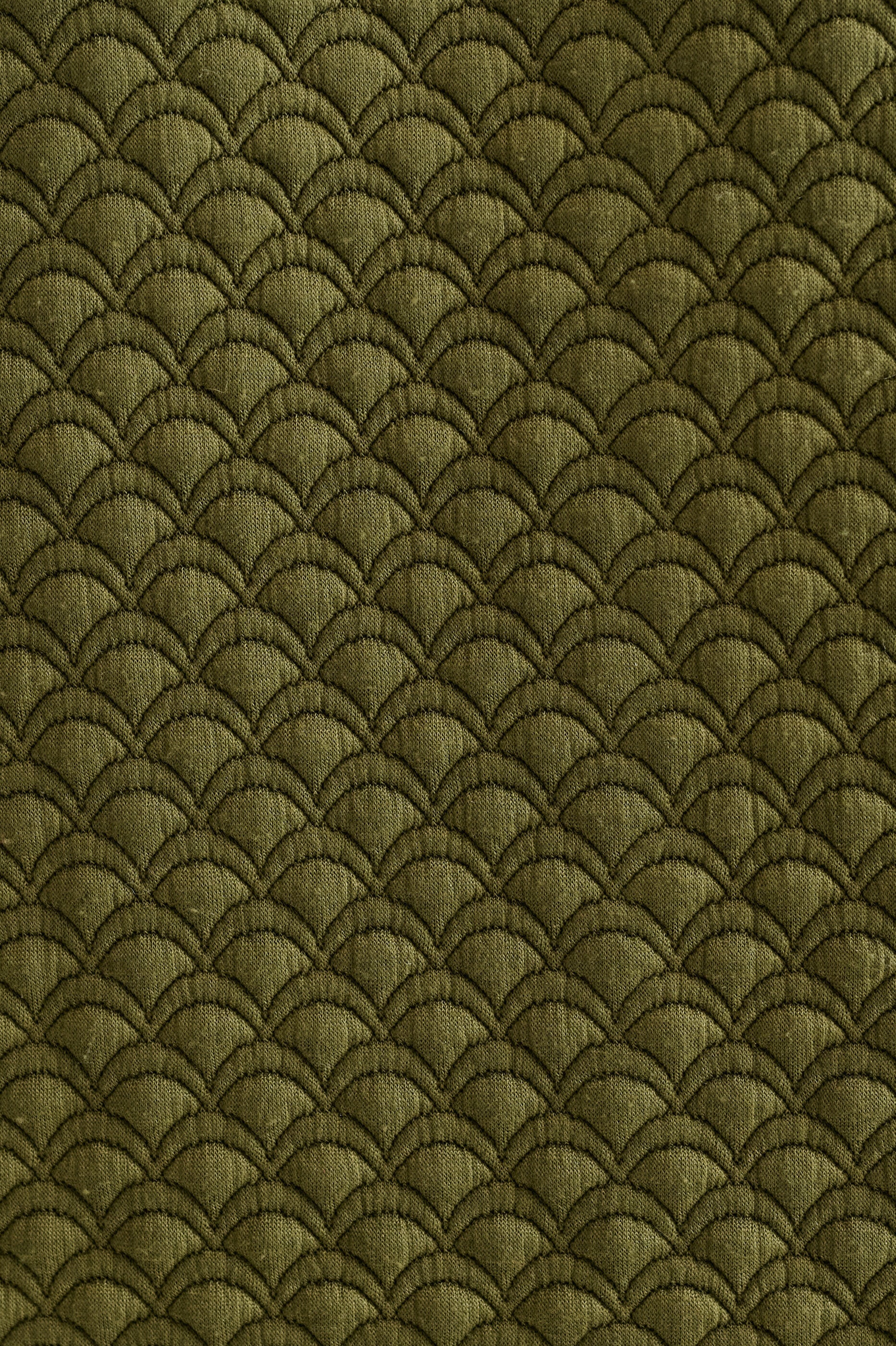 Flory Scallop Quilt Wide Leg Trouser - Moss Green
