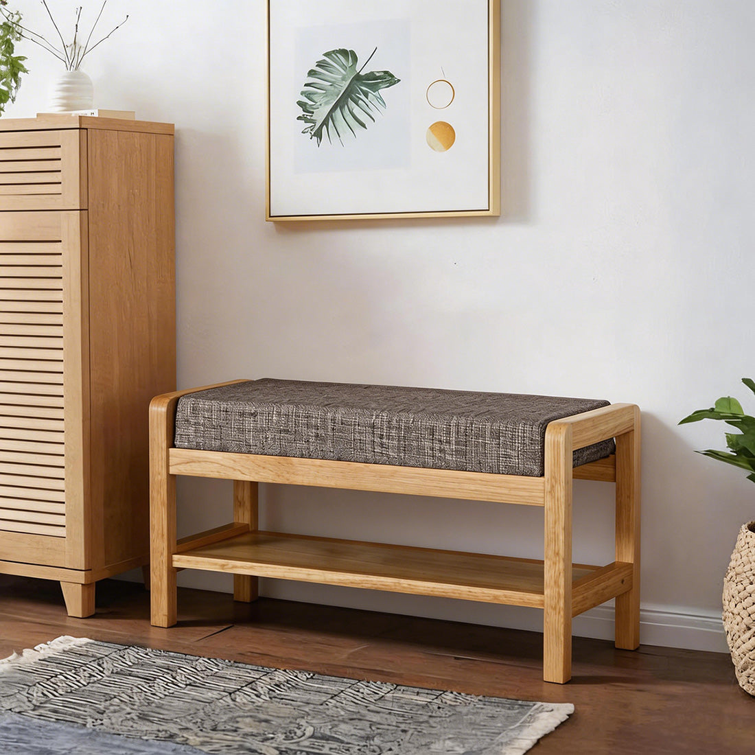 S1412 Shoe Storage Bench, Oak