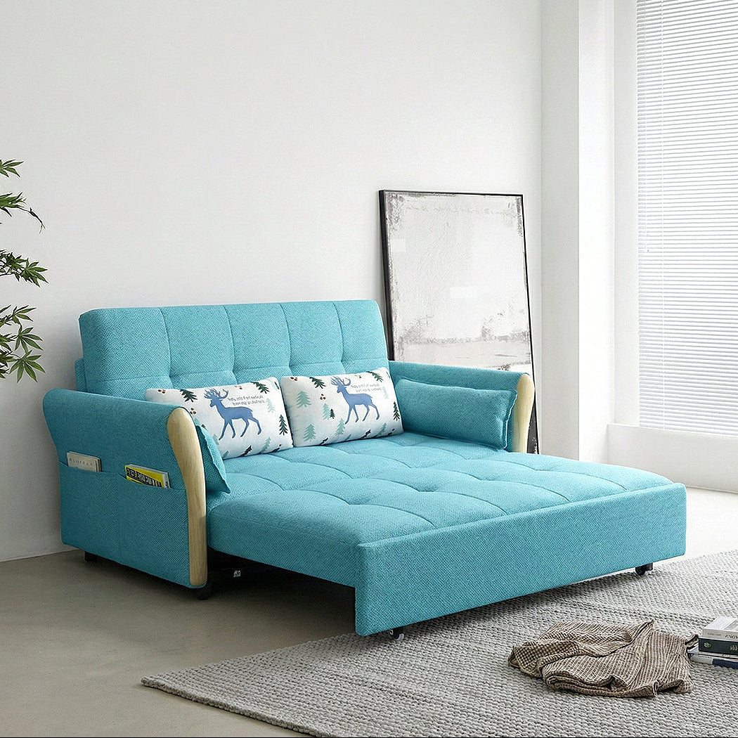 SB152 Two Seater Sofa Bed, Blue